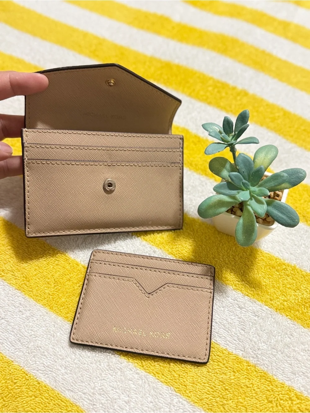 Michael Kors Beige Saffiano Leather Card Holder Set